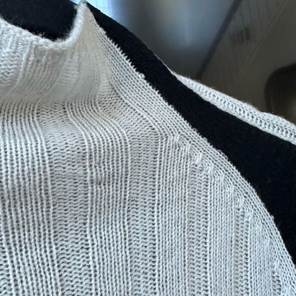 360 CASHMERE Jamie Colorblock Cashmere Blend Sweater Black White, Size S - Picture 8 of 11